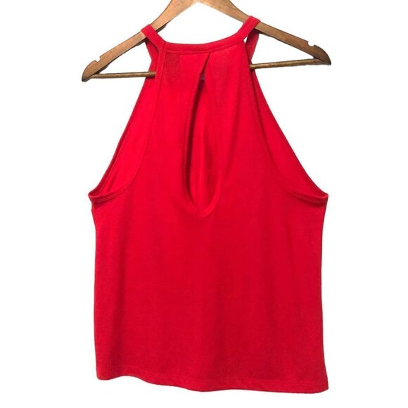 Victoria's Secret Sport Tank Top Size Medium Red with Silver Logo Open Back EUC - Picture 3 of 6